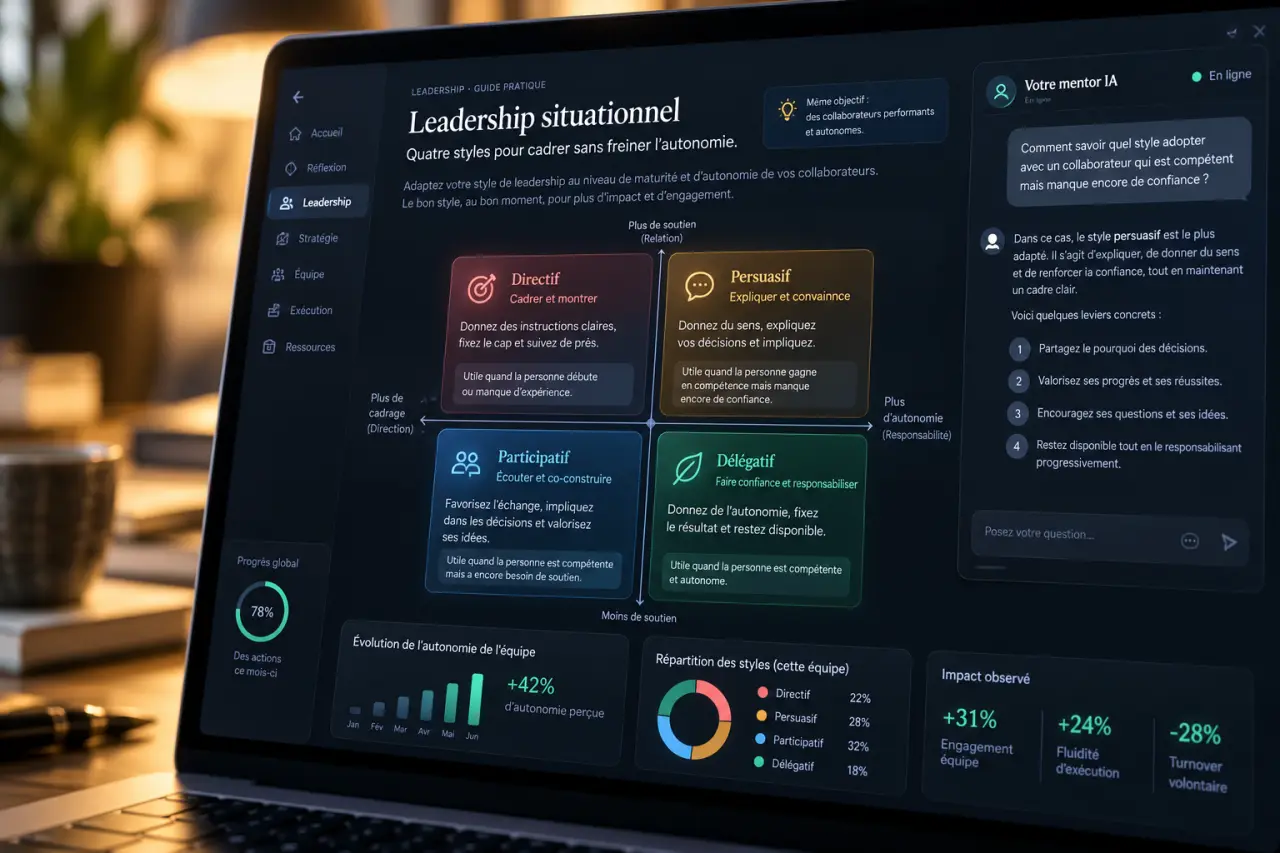 Leadership situationnel : quatre styles pour cadrer sans freiner l’autonomie