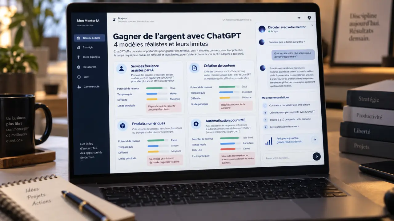 Gagner de l’argent avec ChatGPT : 4 modèles réalistes et leurs limites