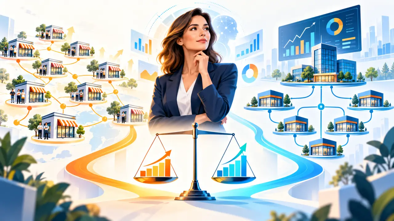 Comparaison entre un réseau de franchises et des succursales intégrées