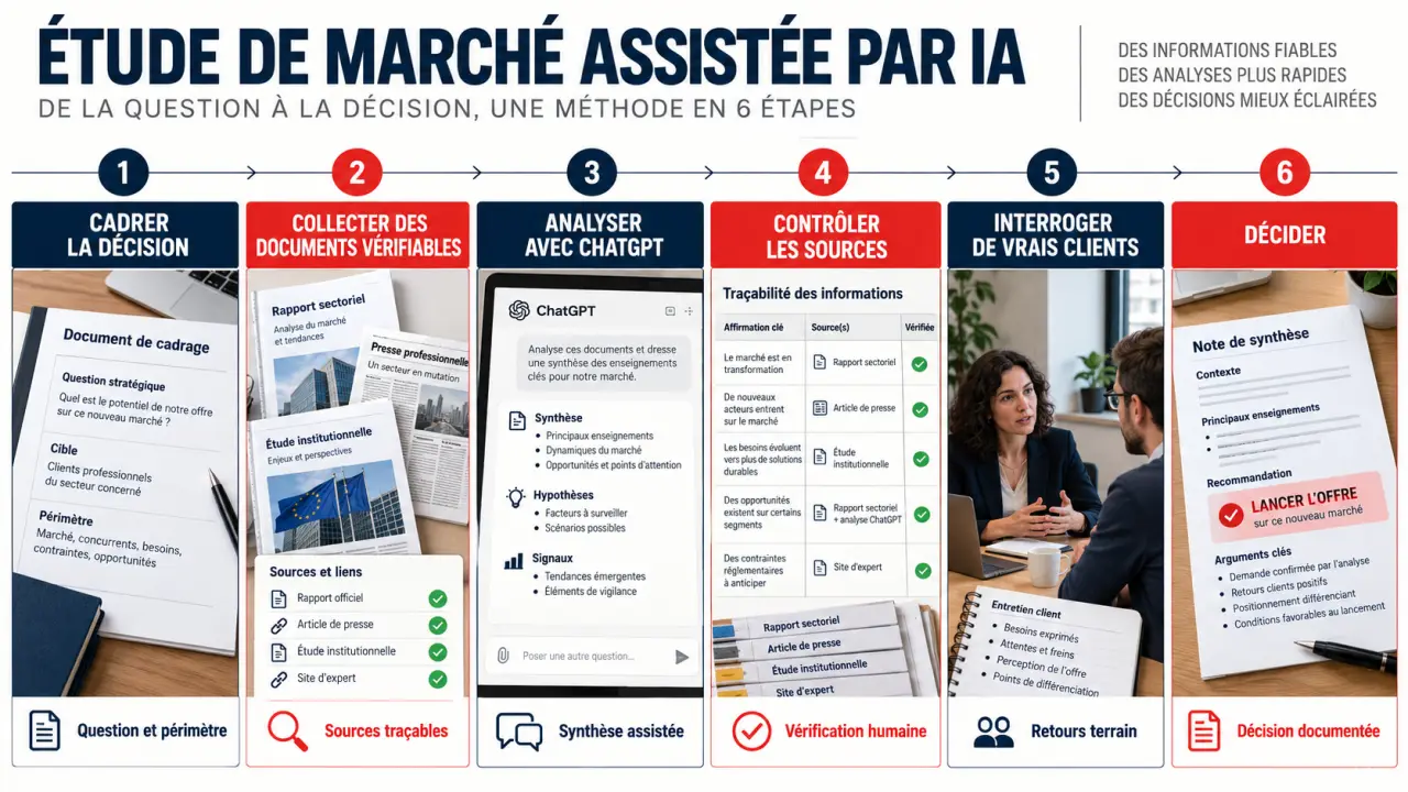 Faire une étude de marché avec ChatGPT : processus de cadrage, analyse, vérification et validation terrain