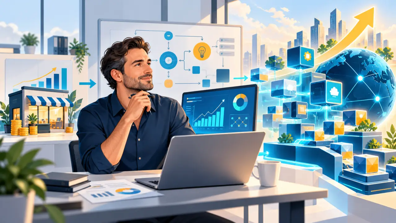 Illustration d'un business structuré pour devenir scalable